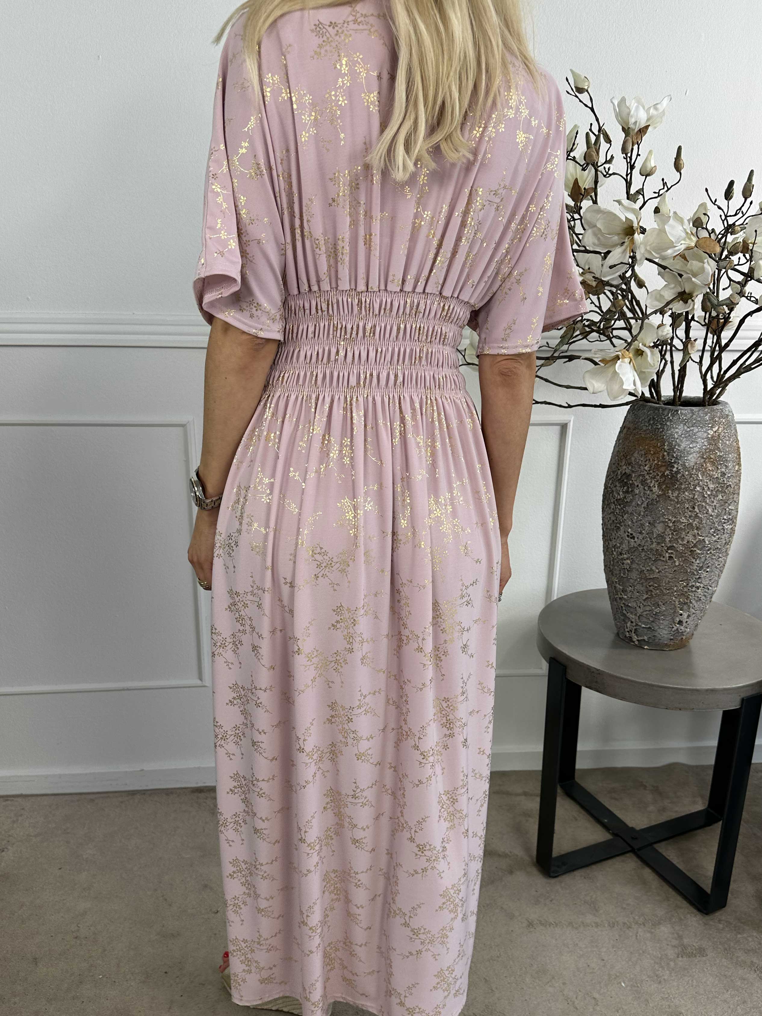 Pams Gold - Ensfarvet kjole i elastisk stof med gulddetaljer